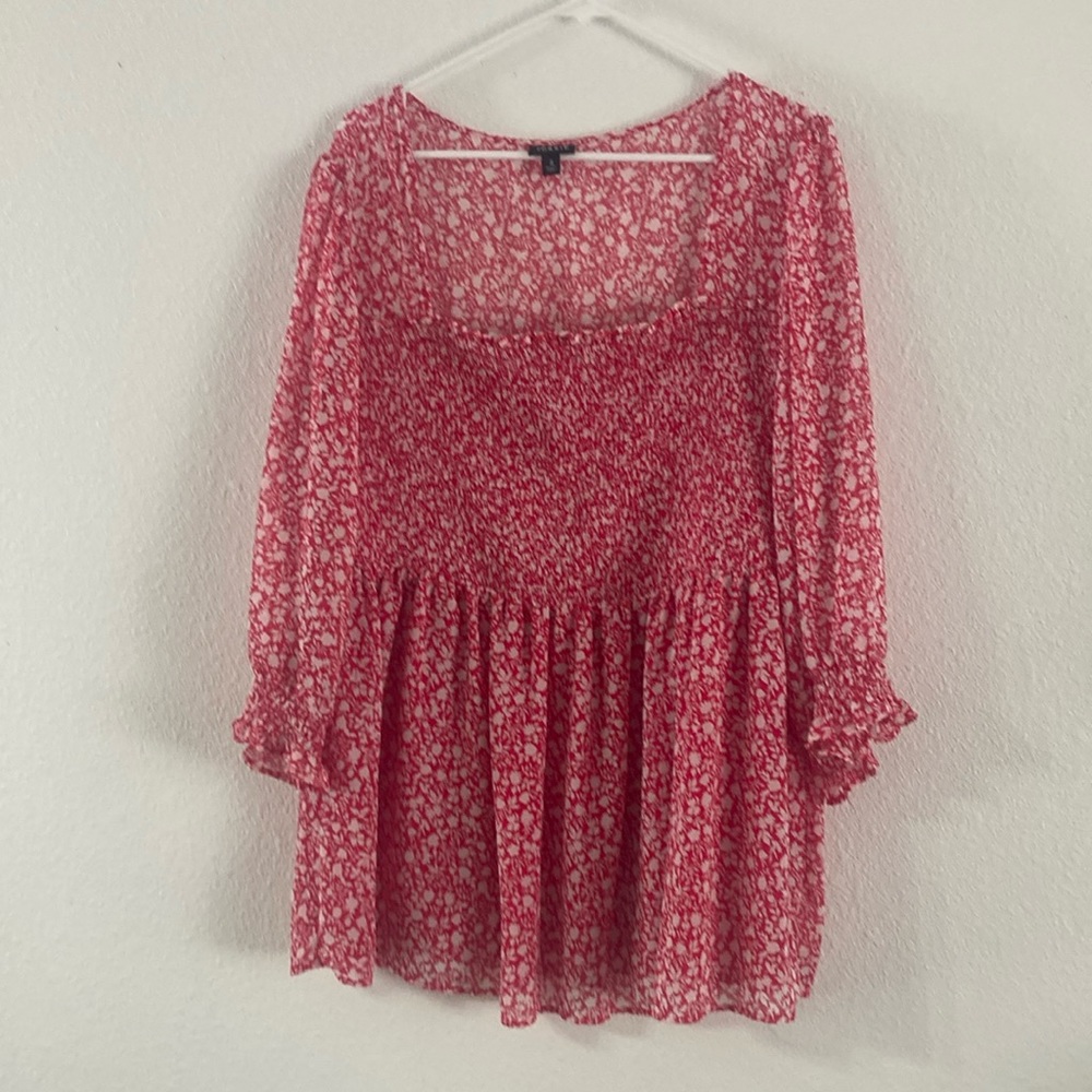 Torrid loose pink flower blouse